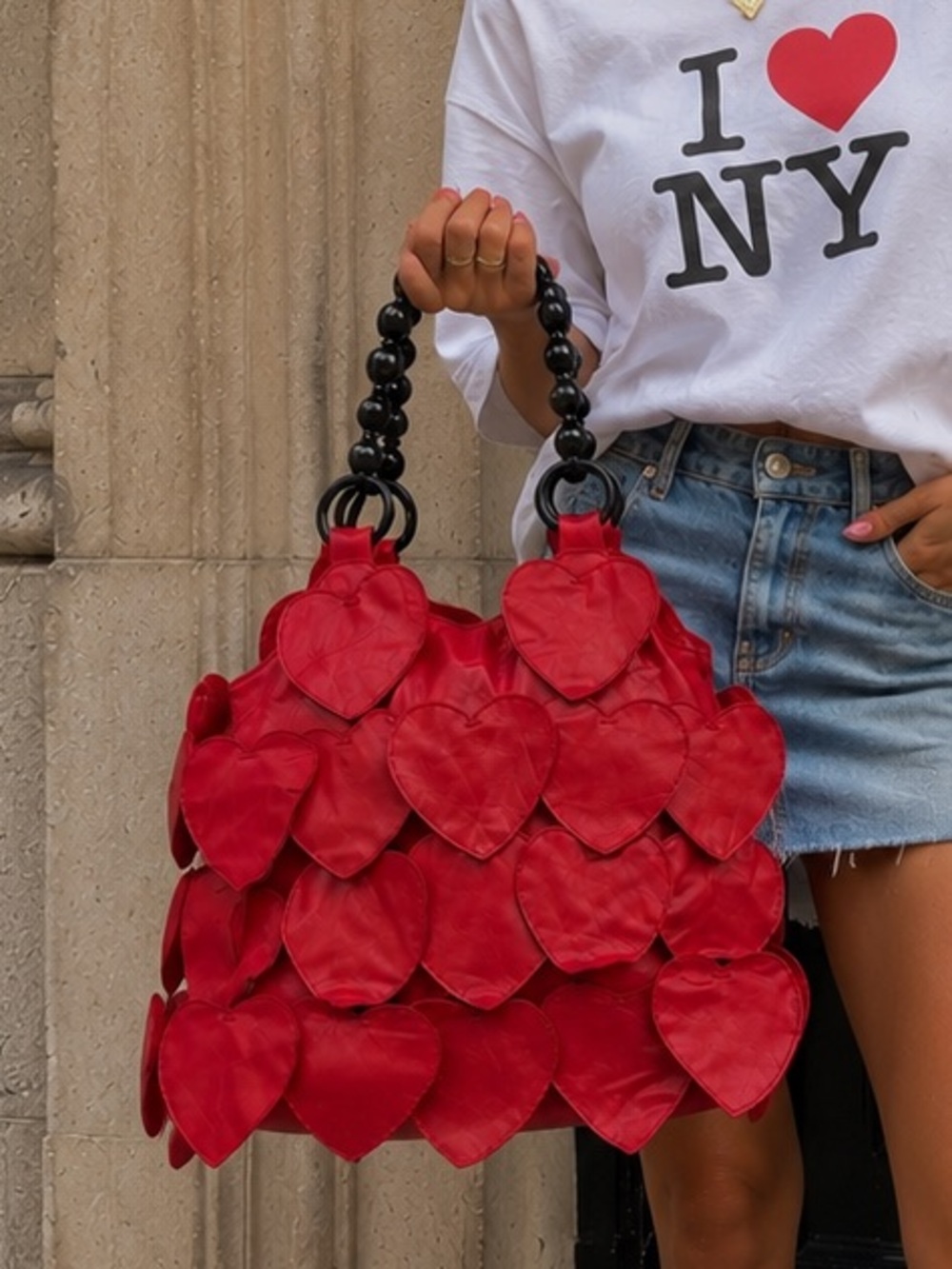 Red heart-Detail Shoulder Bag - Women